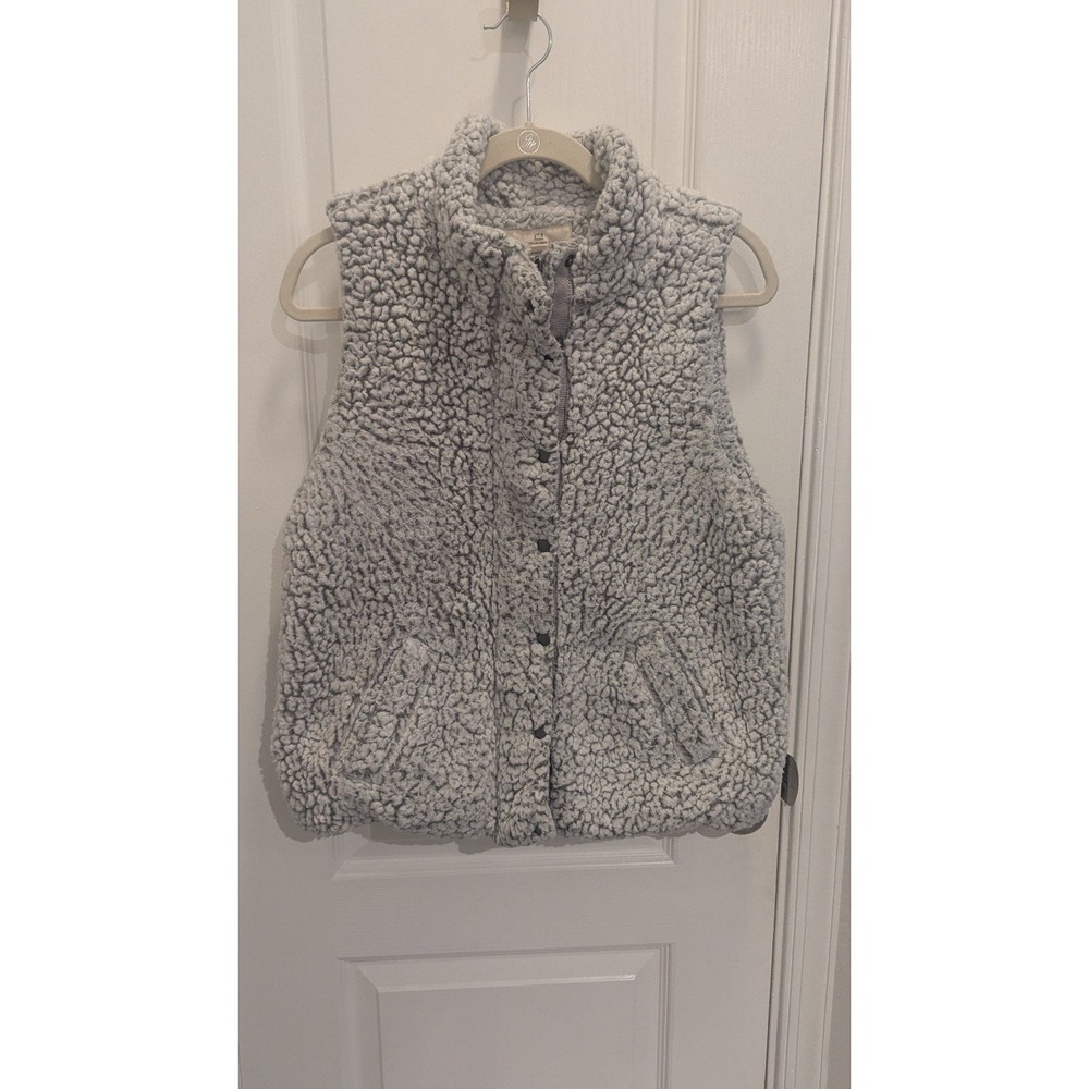 Thread & Supply Grey Sherpa Jacket Sleeveless Button Zip Up‎ Vest size M